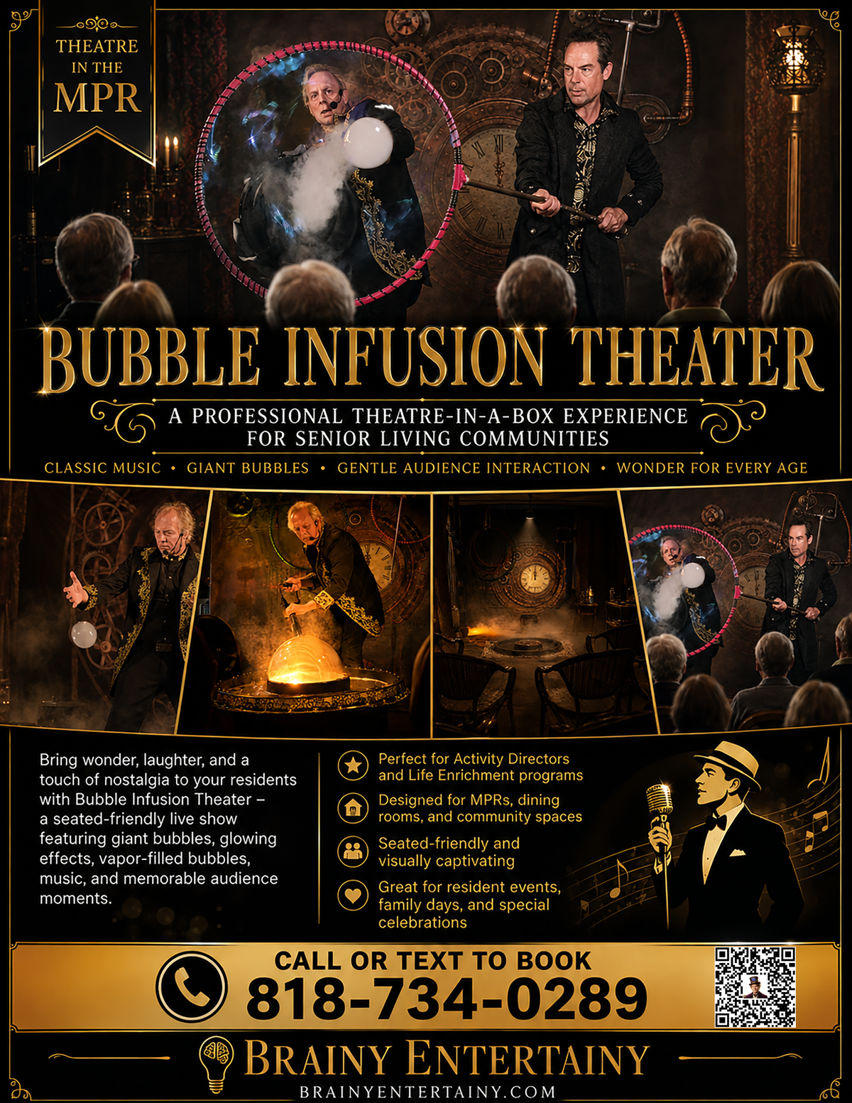 Brainy Entertainy Senior Bubble Show flyer